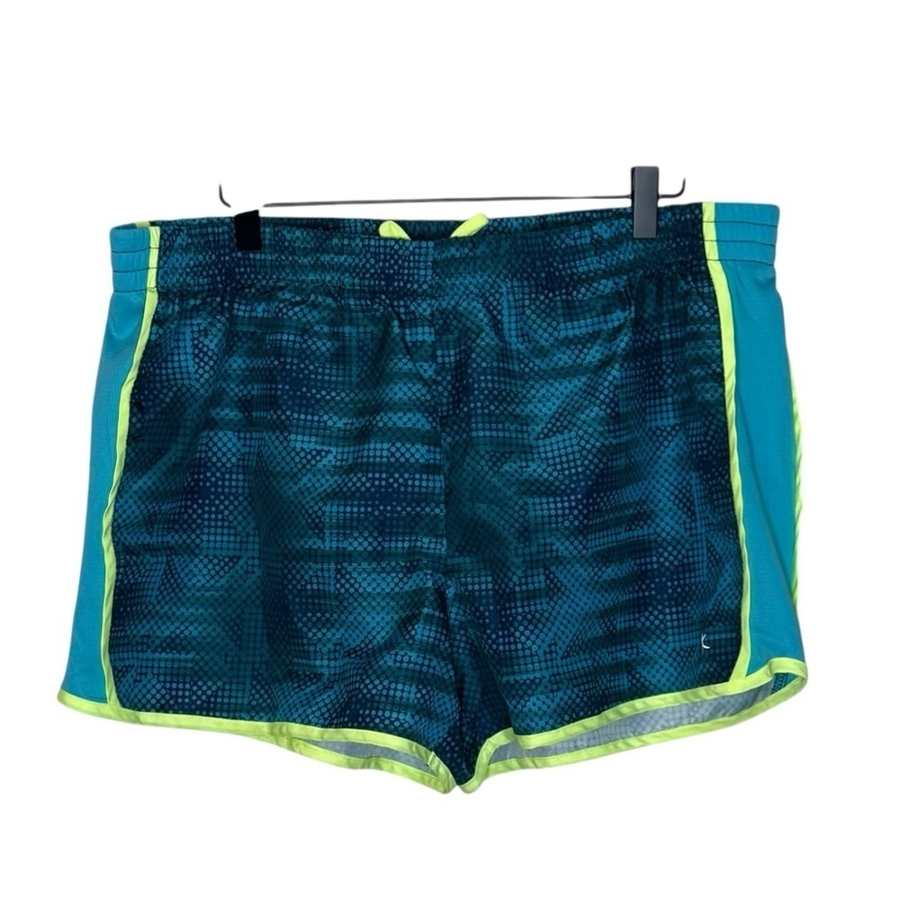 Danskin Now Blue and Green Printed Women's Shorts with side stripes XL - Picture 3 of 7